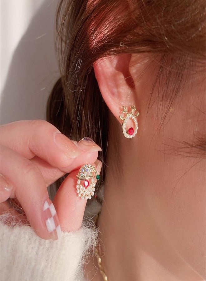 Cicod Christmas Earrings for Women,Sparkling Rhinestone Xmas Earrings Santa Hat Elk Stud Earrings Xmas Holiday Earring Christmas Jewelry Stocking Stuffers for Women - Image 3